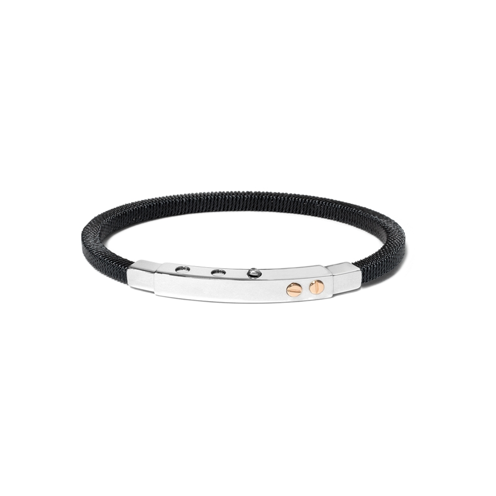 Bracciale Borsari Gioielli in acciaio 316L con viti in oro rosè 18KT