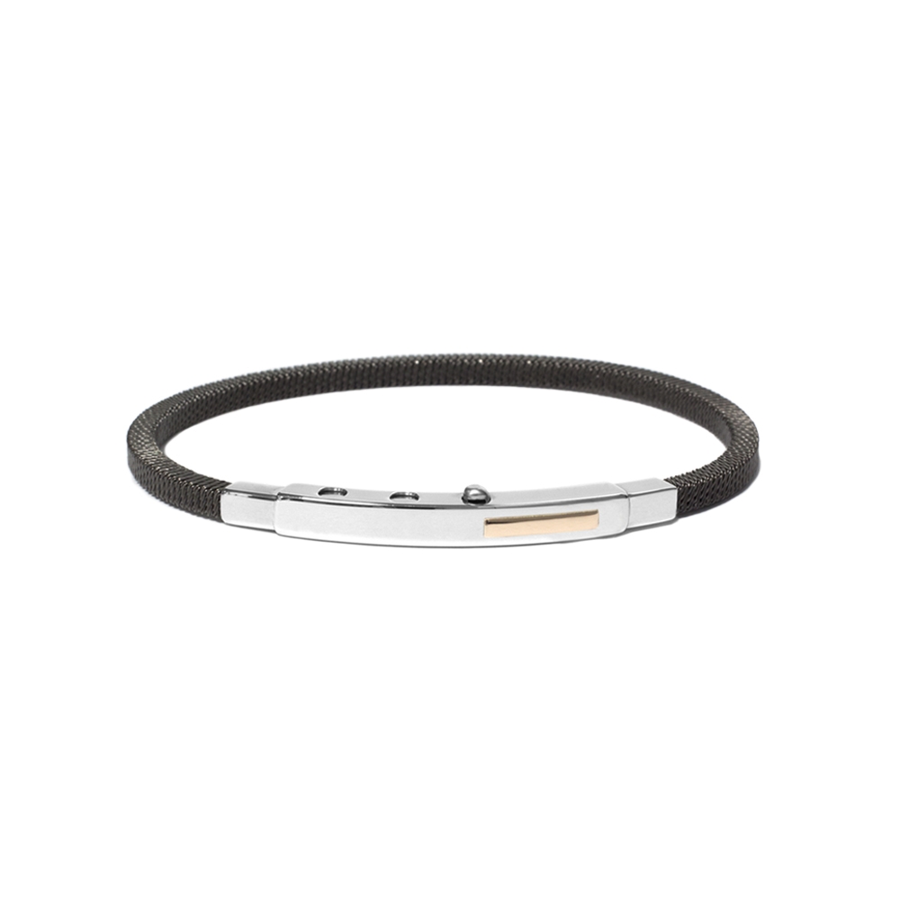 Bracciale Borsari Gioielli in acciaio 316L con targa in oro rosè 18KT