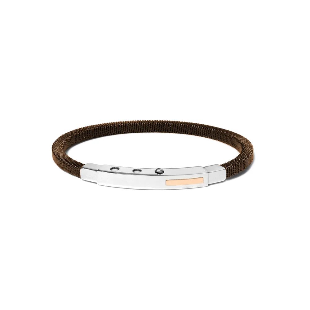 Bracciale Borsari Gioielli in acciaio 316L con targa in oro rosè 18KT