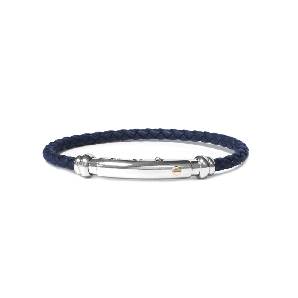 Bracciale Borsari Gioielli in pelle intrecciata e chiusura in acciaio