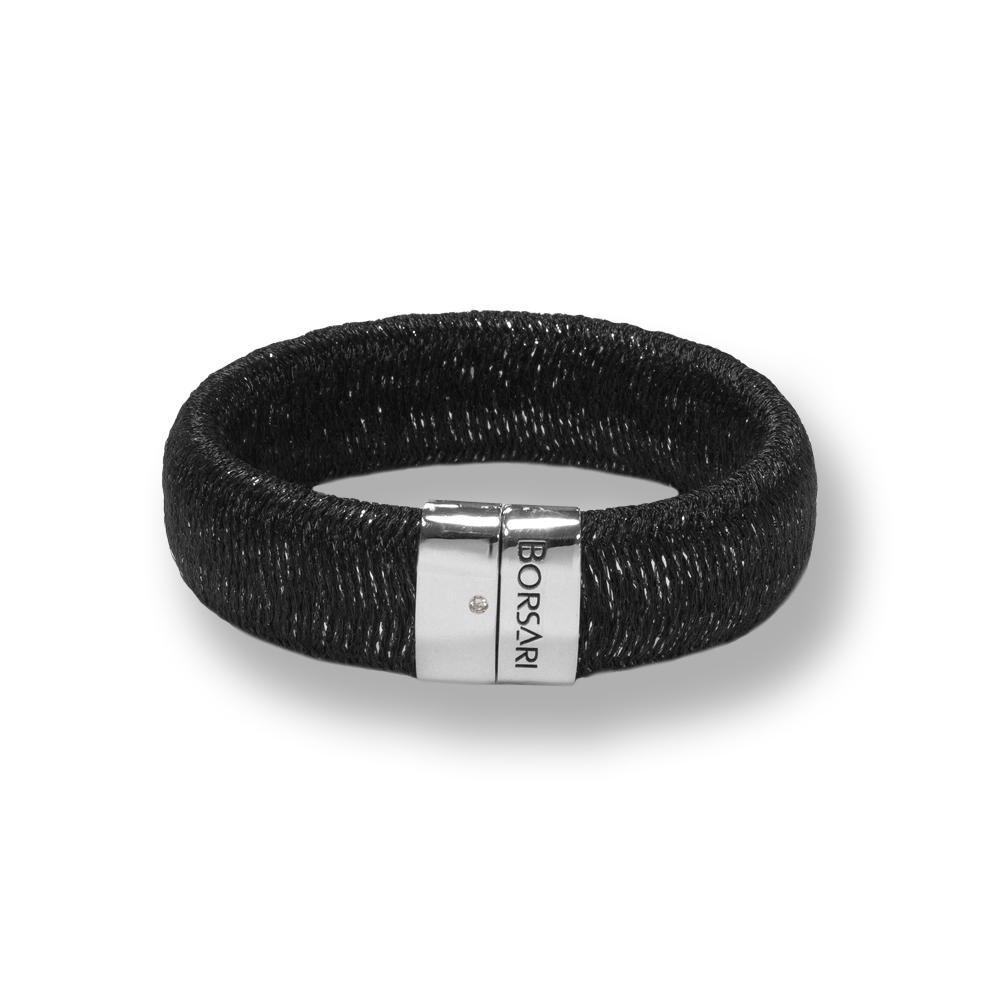 Bracciale Borsari Gioielli in filato metallico ed argento 925% con diamante Lab grown