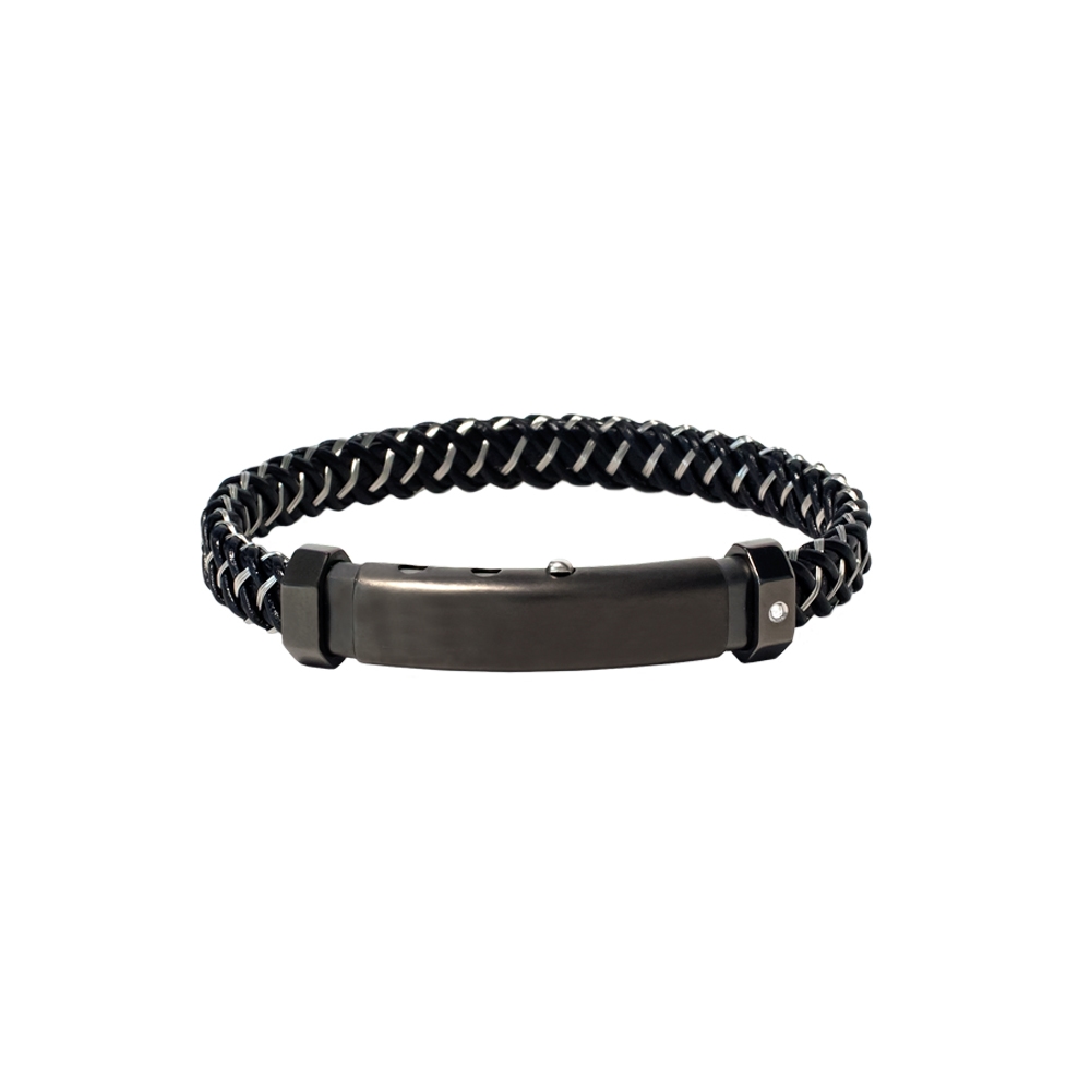 Bracciale Borsari Gioielli in pelle e acciaio con diamante naturale