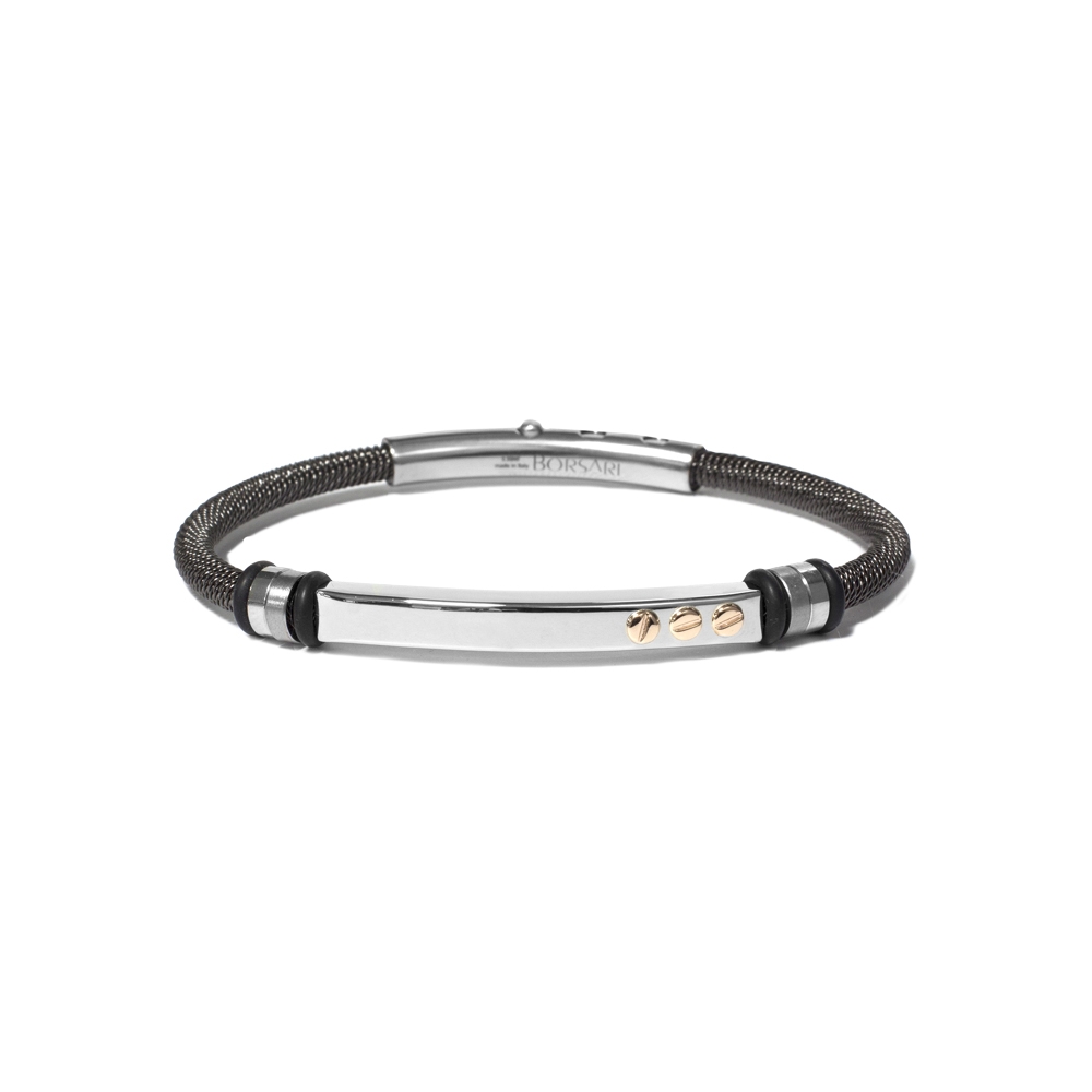 Bracciale Borsari Gioielli in acciaio 316L  e viti in oro rosè 18KT