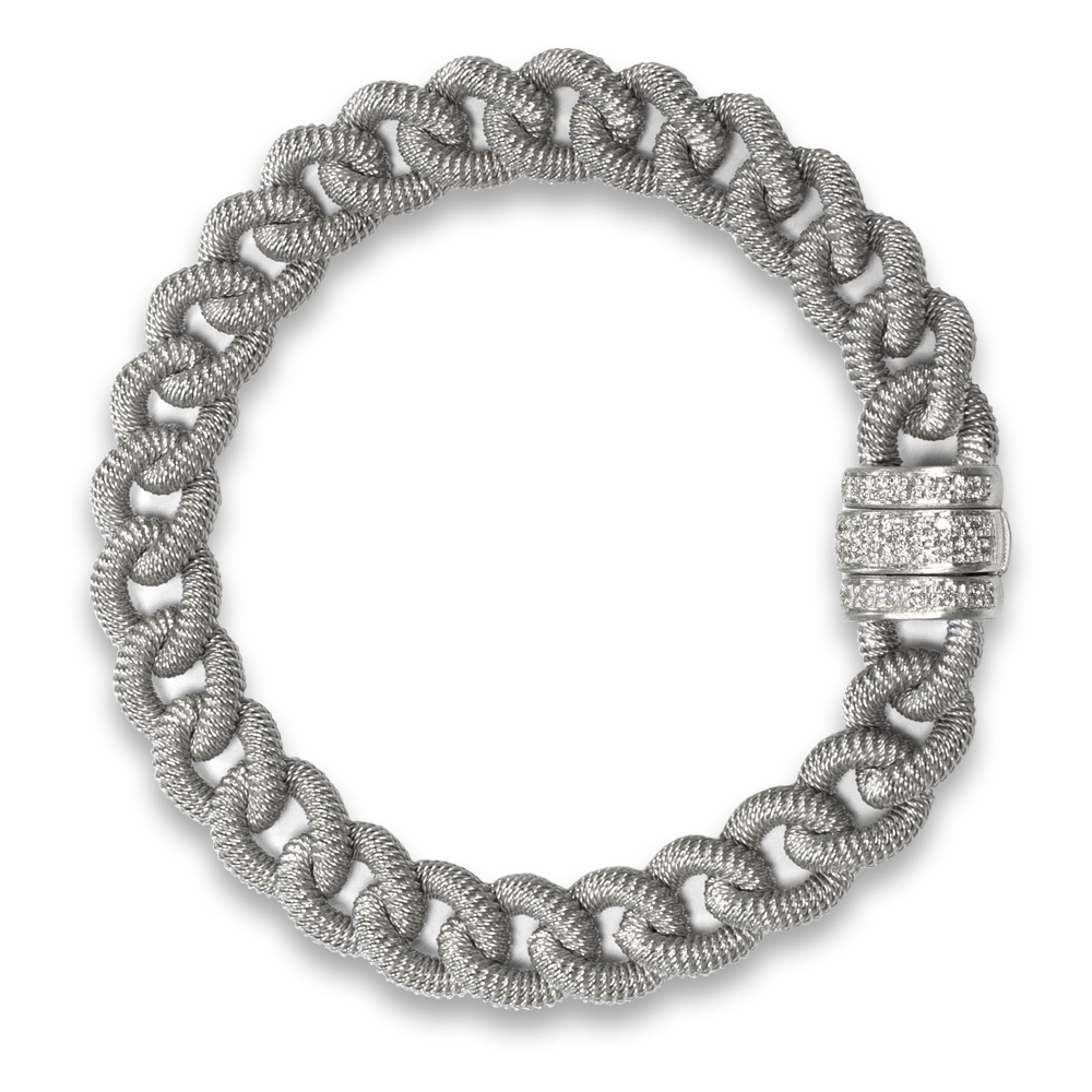 Bracciale "grumetta" in argento 925% con diamanti naturali