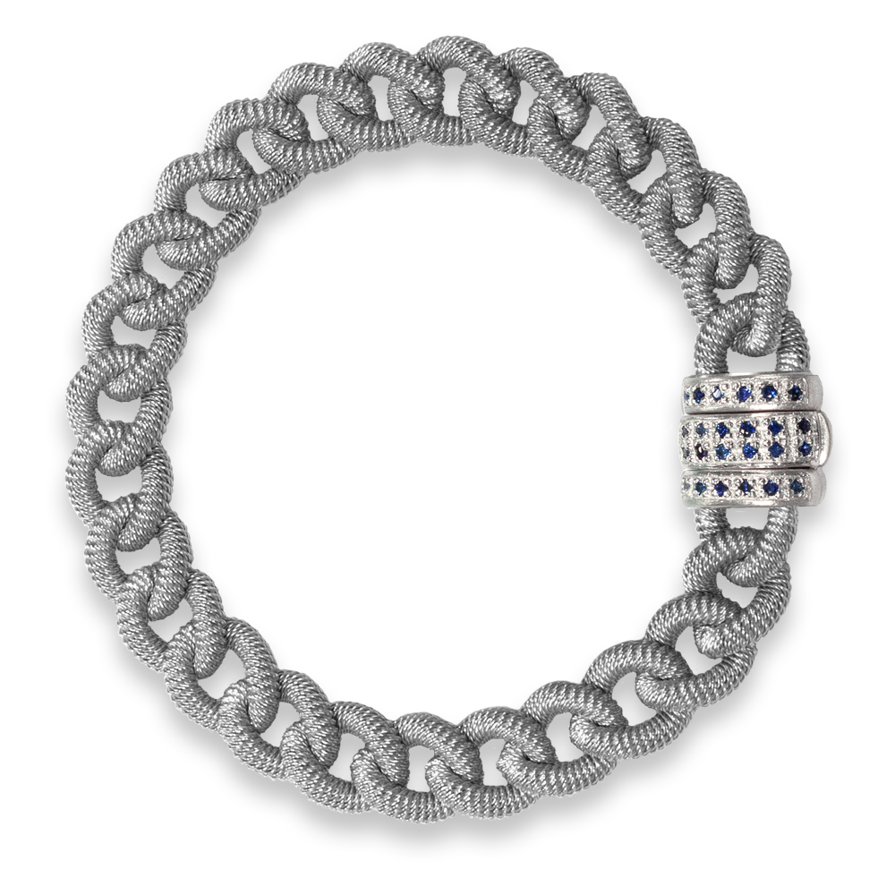 Bracciale "grumetta" in argento 925% con zaffiri
