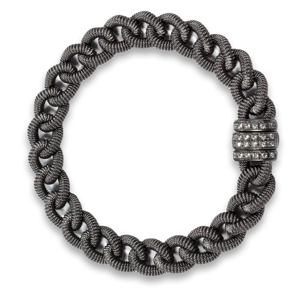 Bracciale "grumetta" in argento 925% con diamanti naturali