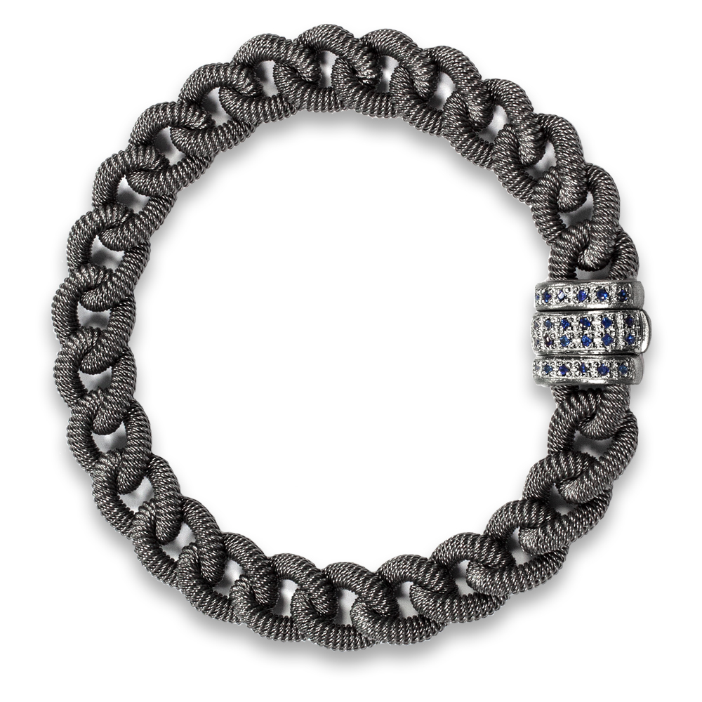 Bracciale "grumetta" in argento 925% con zaffiri